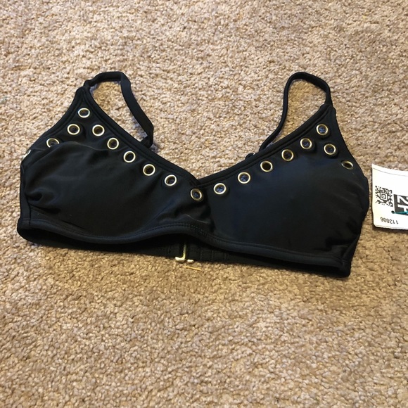 NWOT Black Eyelet Bikini Top - Picture 1 of 3